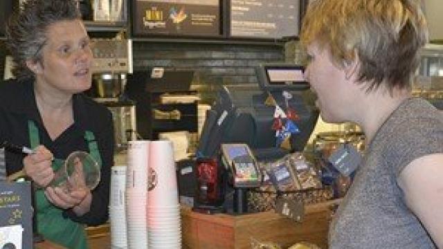 Steph at the coffee shop
